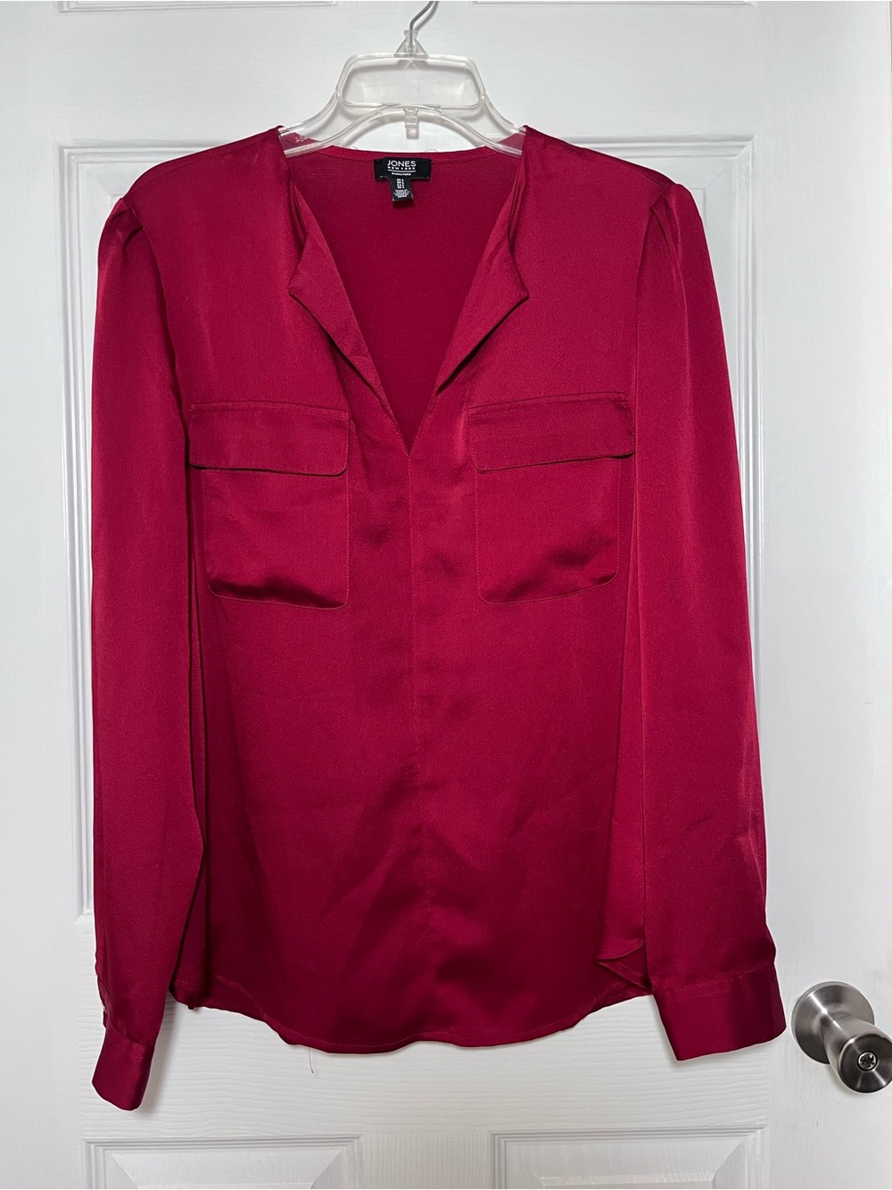 Jones New York Cranberry Red long Sleeve Blouse